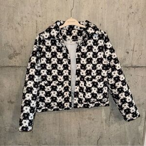 Daisy Street Black and White Floral Puffer Jacket